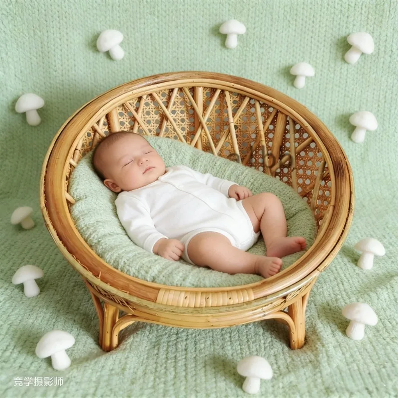 Реквизит для позирования новорожденных, плетеная корзина из ротанга с ручками, контейнер для пеленания ребенка, рама для раковины, необходимая для студийной съемки