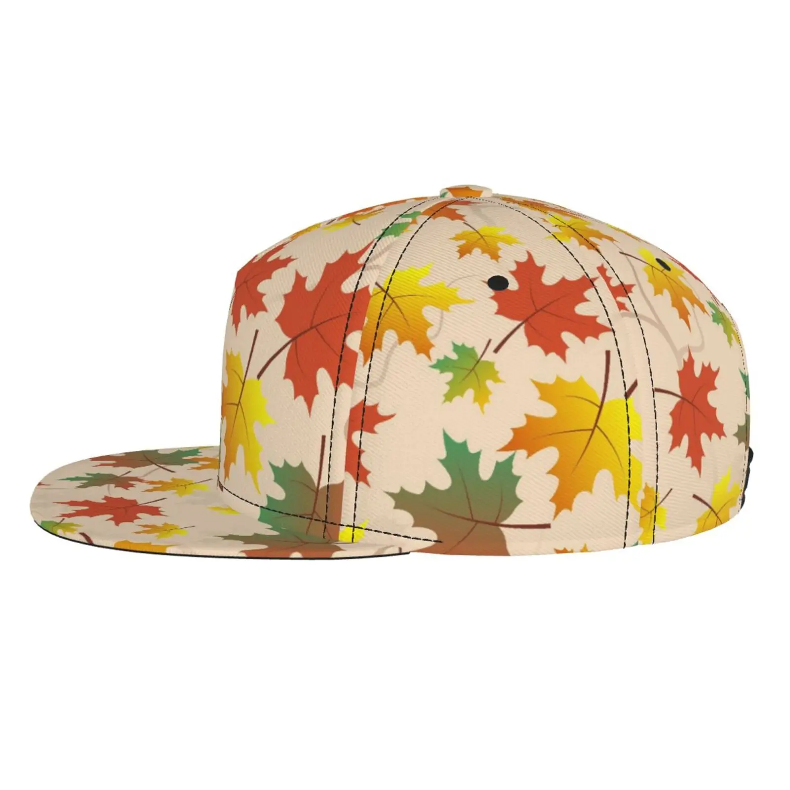 Colorful Maple Leaf Printed Flat Brimmed Hat Street Skateboarding Hip Hop Hat Outdoor Leisure Sunshade Baseball Hat Universal