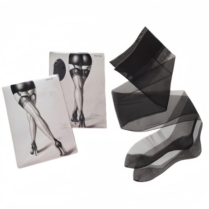 M XL Cuban Heel Back Line Seamed Medias 8D Ultra Thin Transparent Thigh High Stockings With Retail Packaging Women Sexy Lingerie