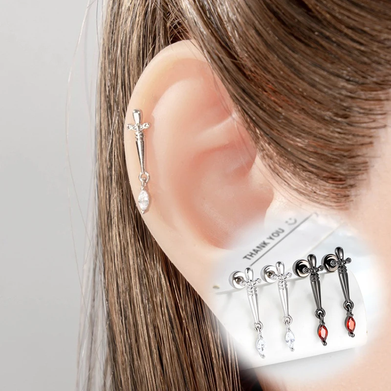 Pendientes de botón de circonita cúbica chapados en oro/negro de 20G, joyería de perforación apilable hipoalergénica de titanio para cartílago, hélice y trago.