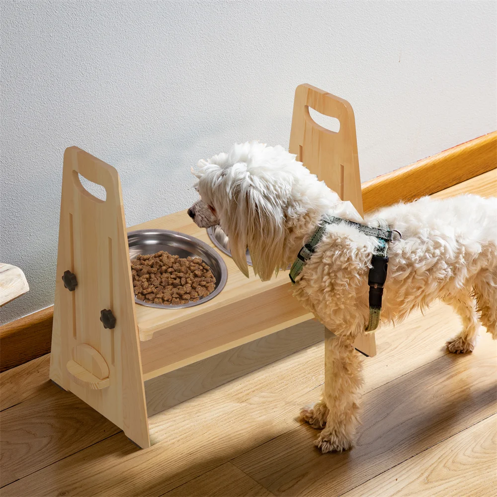 Height Adjustable Elevated Dog Bowls Tall Raised Feeder Stand Dog Food Water Bowl Feeder Station for Large Medium Small Dogs view 3