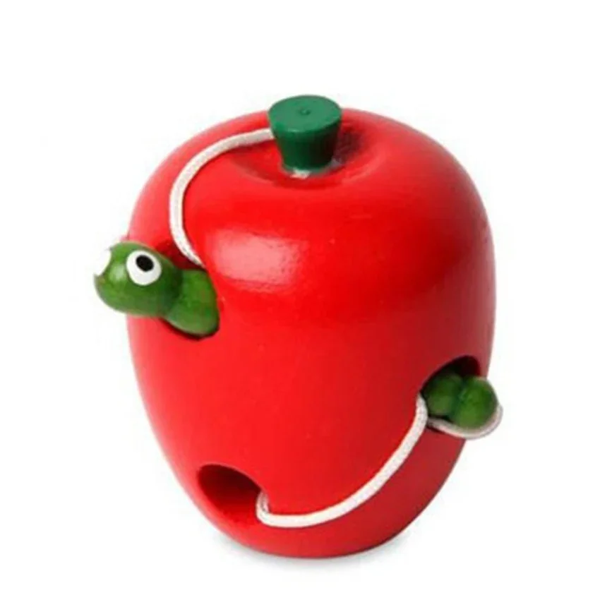 HOT SALE Kids Montessori Toy Worm Eat Fruit Wooden Puzzle Toy Fingers Flexible Training Educational Twisting Worm Toy Gifts