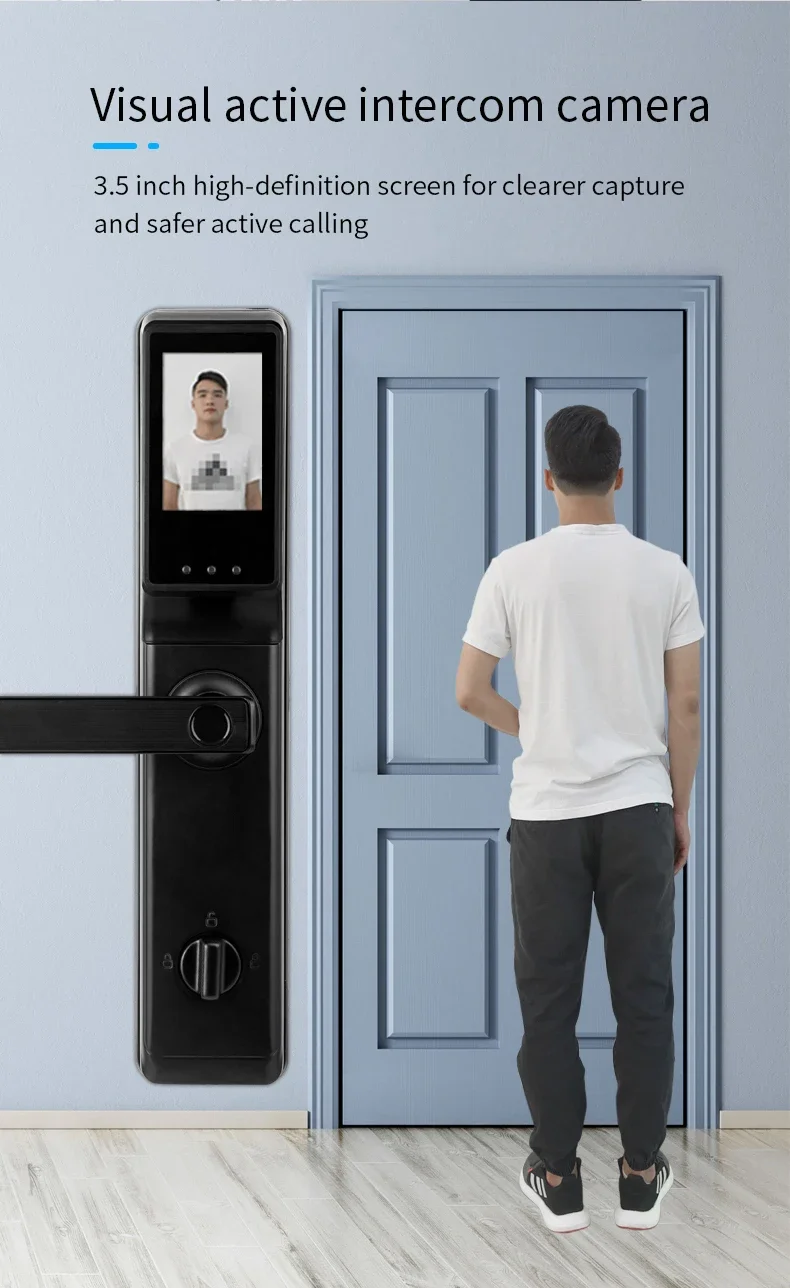 005 HUNE Smart Multiple Unlocking WiFi Lock Durable Luxury Touch Keypad Electronic Door Lock Fingerprint Door Handle Lock