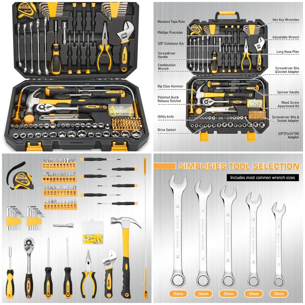 

159-Piece Tool Set for Mechanic & Car, Home Auto Repair Kit with Storage Case