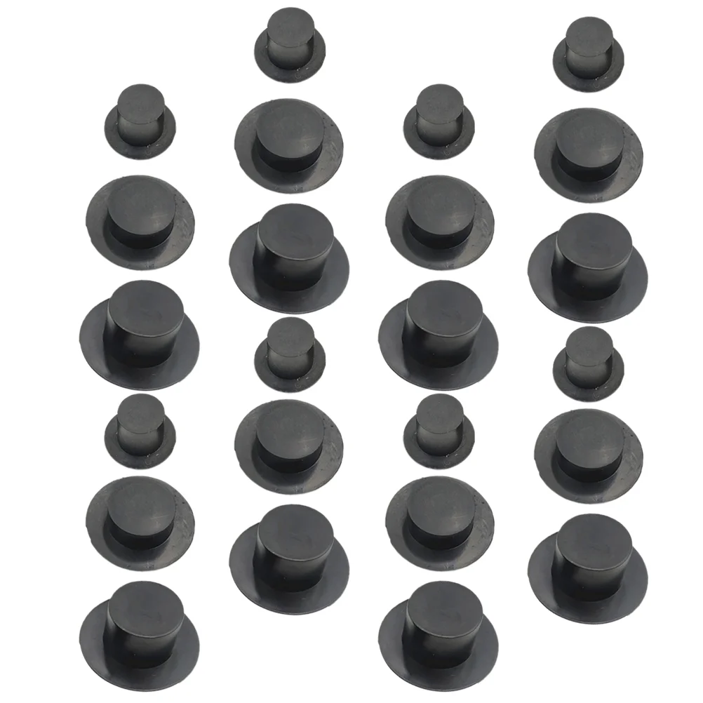 60 Pcs Mini Hat Black Snowman Hats Christmas Decorations Plastic Caps Miniature