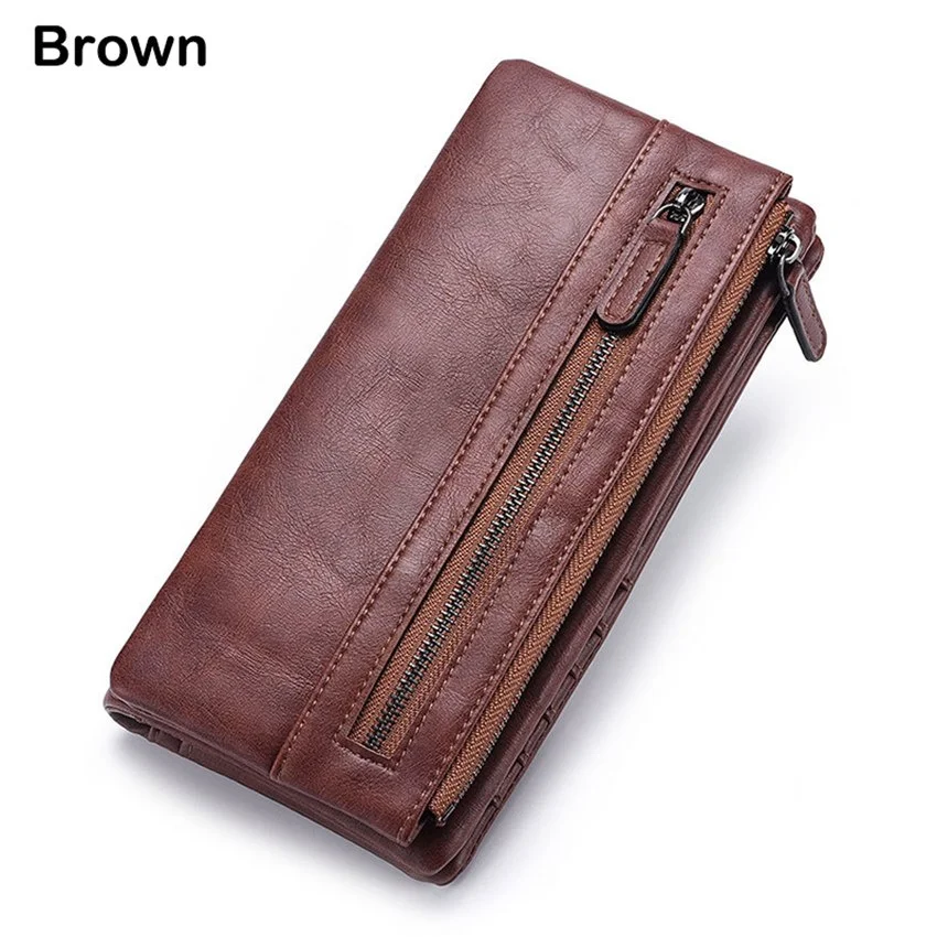 Fashion Leisure Men's Long Wallet Soft PU Leather Clutch Wallet  Coins Purse Card Holder Male Purse Detachable Wallet
