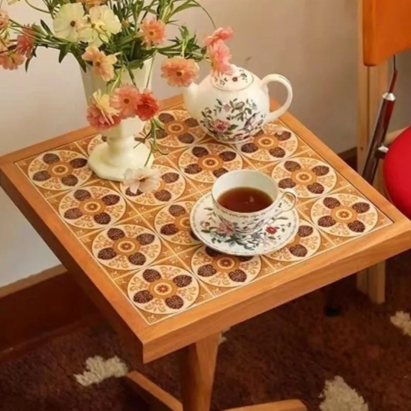 Vintage Style Coffee Tables Solid Wood Frame Side Stand Waterproof Heatproof Tea Desk Multiuse Balcony Living Room Furnish Item