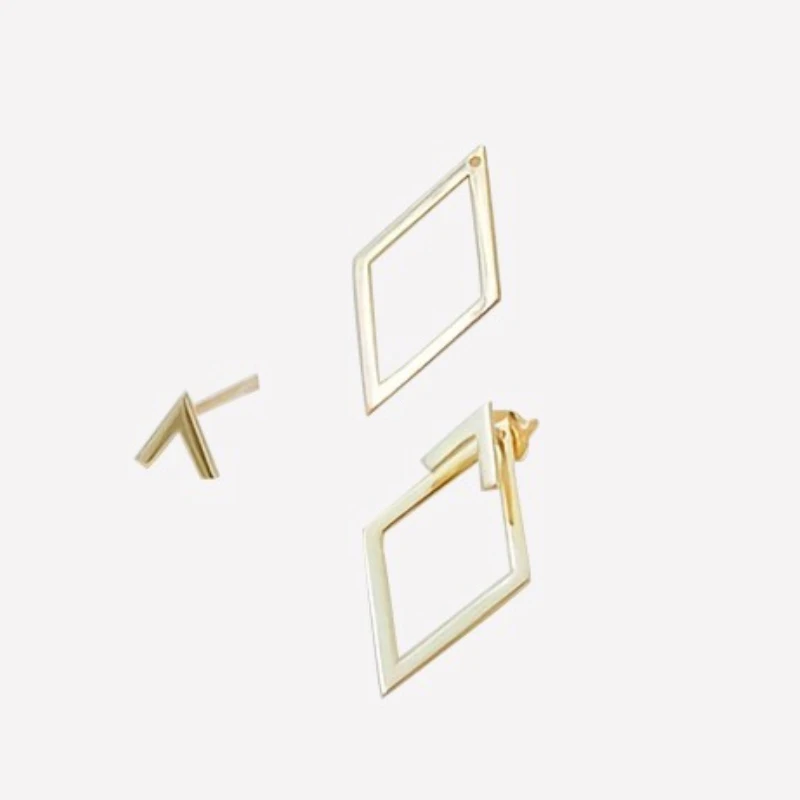 

Geometric rhombus double-layer combination simple high-end temperament versatile women's earrings