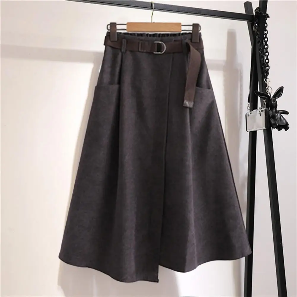 Vrouwen Rok Riem Comfy Casual Rok Lady A-lijn Werk Lange Rok Vrouwelijke Kantoor
