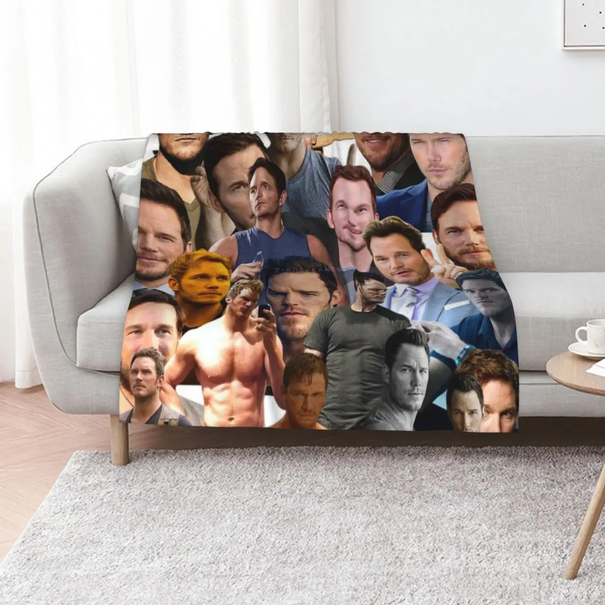 chris pratt photo collage Throw Blanket christmas decoration sofa bed Sofa Quilt Decoratives Moving Thermal Blankets