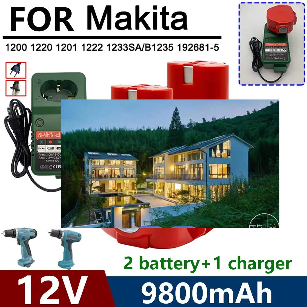 

Rechargeable for Makita Akku 12V PA12 1200 1220 1222 1234 1235 6270D 6271D 8434D Power Tool 6317D 8270D batteries 9800mAh