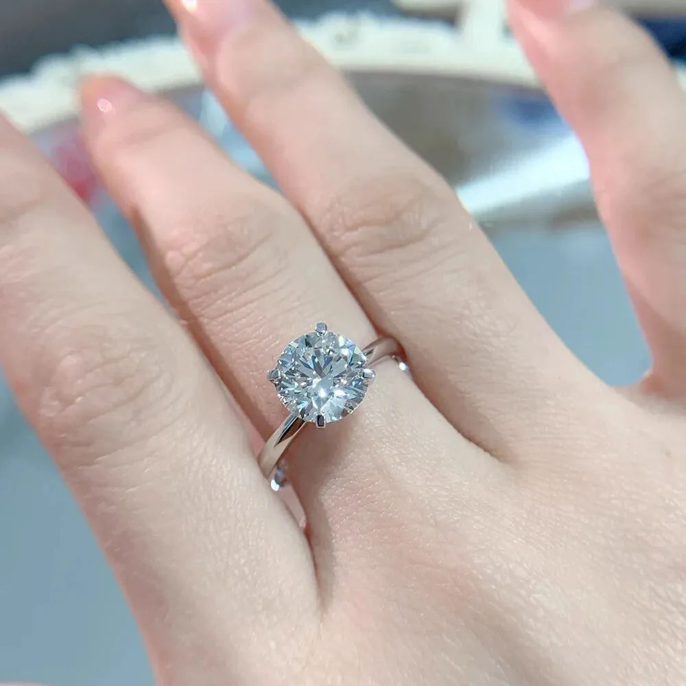 

IGI Lab Growing Diamond Ring Round D Color 1 2 3 4Ct Solid 18K White Gold Ring Diamond wedding ring Factory Engagement Ring