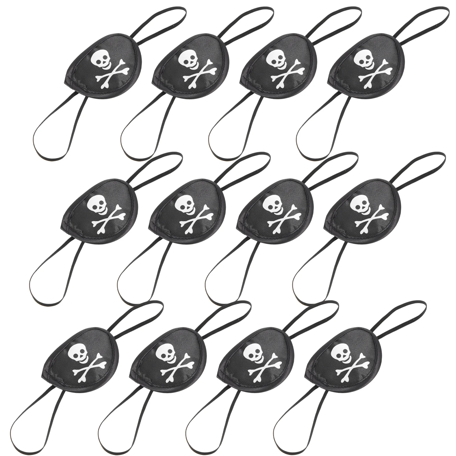 12 Pcs Blindfold Skull Eye Patch Satin Cosplay Masquerade Spoof Pirate Patches Single Mask Halloween Party Ornament