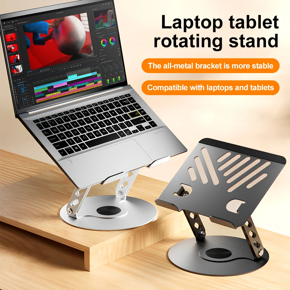 360 Rotatable Metal Laptop Stand Adjustable Notebook Holder Laptop Tablet Bracket Multi-Angle Lift Laptop Cooling Mount Support