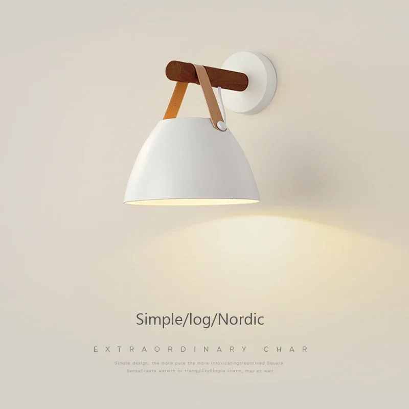 Imagem -02 - Nordic Wood Led Wall Lamp Luminária Criativa Candeeiro para Corredor Quarto de Hóspedes Varanda Escada Quarto Cabeceira Decor Light