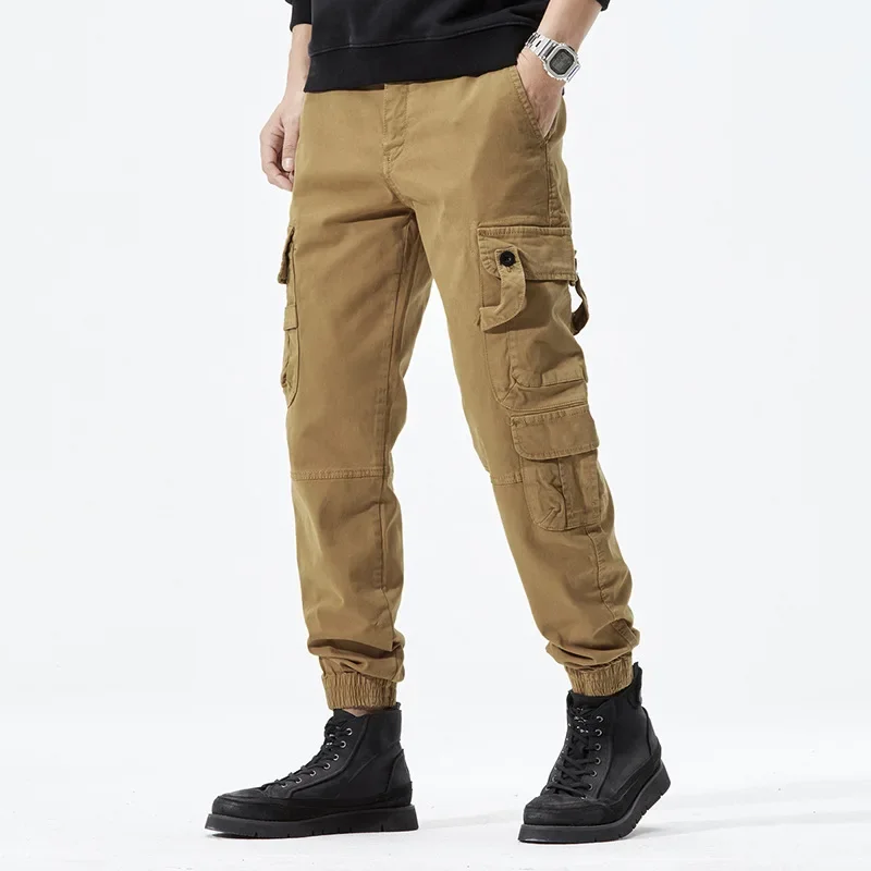 Winter Khaki American Style Casual Pants Loose Fit Multiple Pockets Long Pants For Men Autumn Street Trendy Brand Sports Cargo P