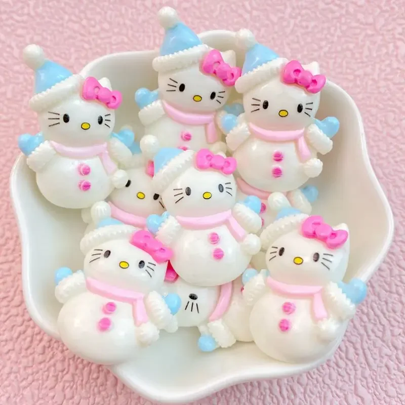 10Pcs New Mini Kawaii Cartoon cat with hat and bow tie Series Resin Scrapbook Diy Jewelry Children Hairpin Accessories - Image 3