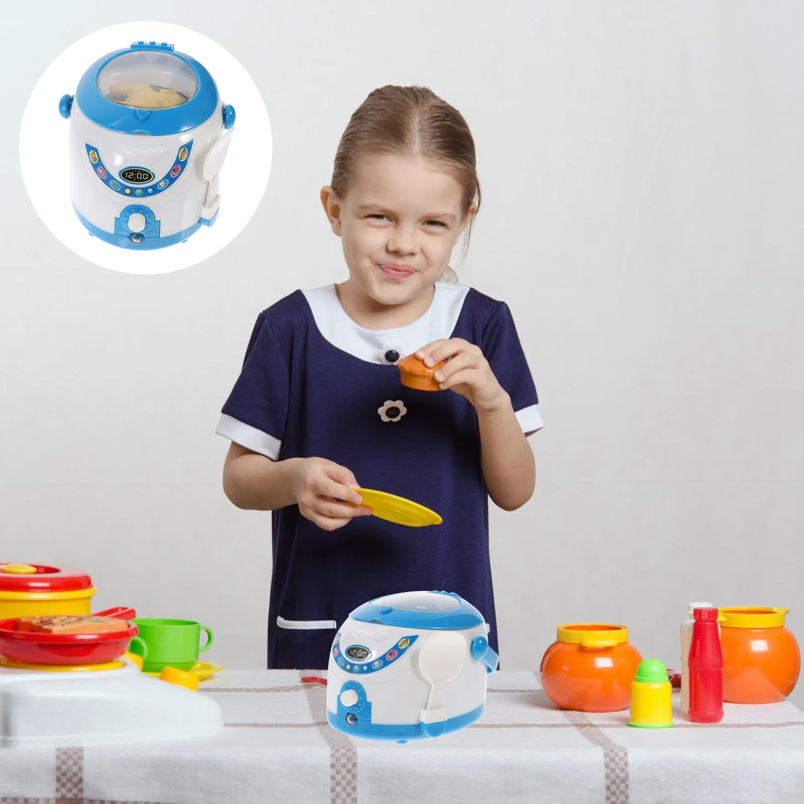 

1Pcs Miniature Rice Cooker Educational Playing House Supply Children Role Play Light Effect Home Appliance Plaything