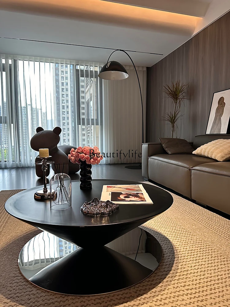 

Italian minimalist round coffee table modern minimalist living room household small apartment light luxury high sense