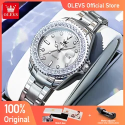 OLEVS 9945 Women's Watch Original Luxury Quartz Ladies Watches Zircon Scale Waterproof Luminous Watch Chronograph Date Reloj