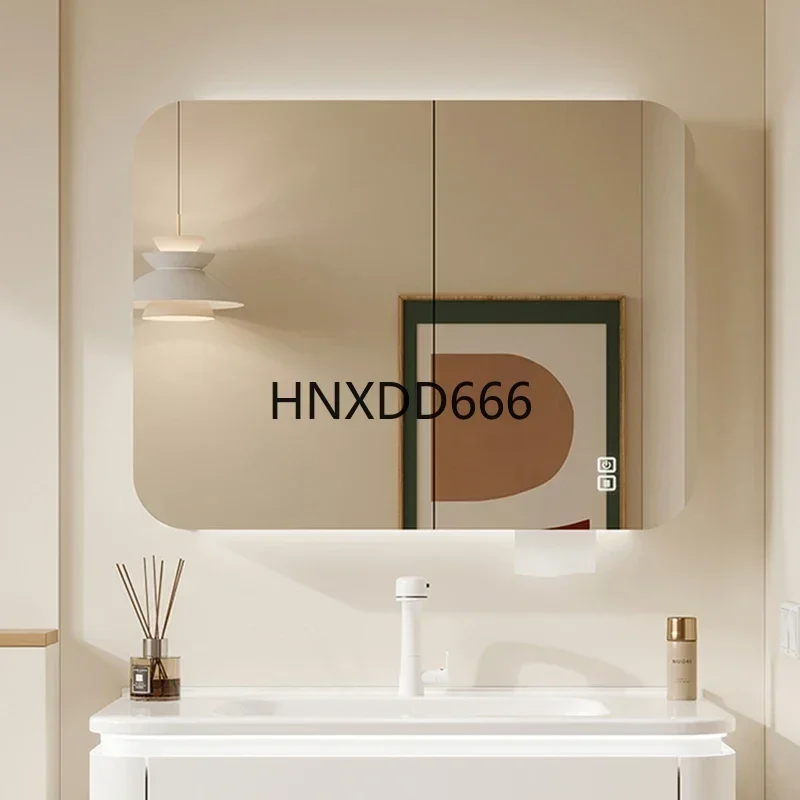 Italian Style Rounded Corner Bathroom Cabinet Intelligent Touch Bathroom Cabinet Defogging Home Furniture Compartiment HBMC