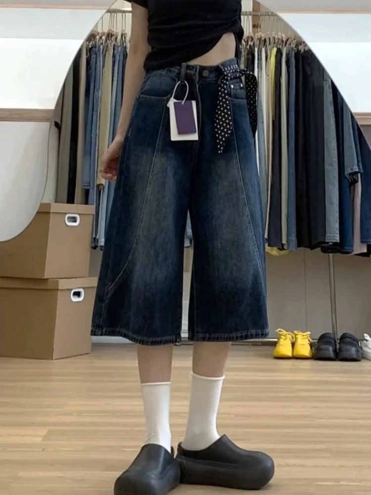 

Retro Loose Fit Skinny Jeans Women's Summer Thin Wide Leg Pants High Waist Zipper Closure Casual Straight Leg Trousers