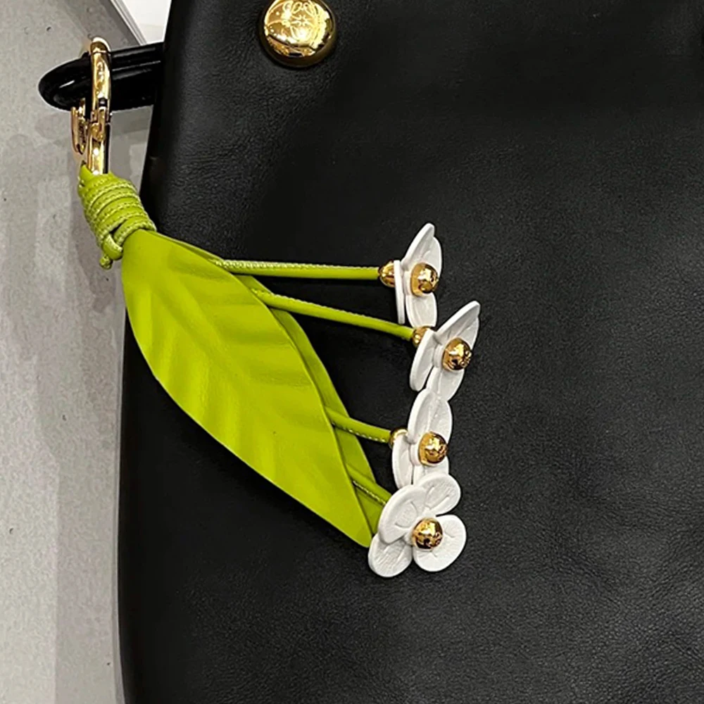 

Garden Style Car Key Fob - Floral Leaf Keychain w/ Charm, Women's Handbag Accessory Set