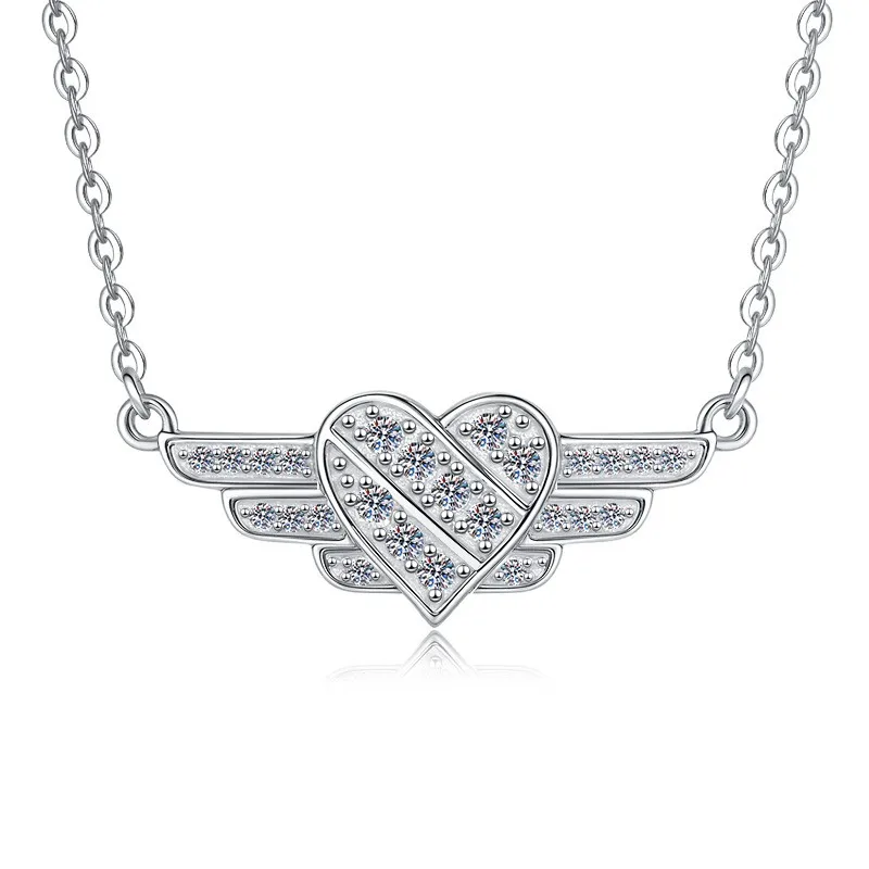 

ZFSILVER модное модное классическое ожерелье из серебра 925 пробы с муассанитом и перьями в форме сердца, подвески, женские аксессуары, вечерние ювелирные изделия, подарок HK0133