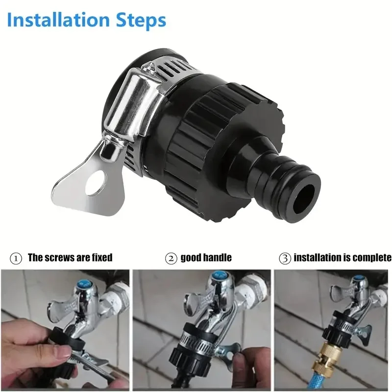 2pcs Durable Universal Water Faucet Adapter Plastic Hose Fitting Quick Connect Fitting Tap for Car Washing Garden Irrigation