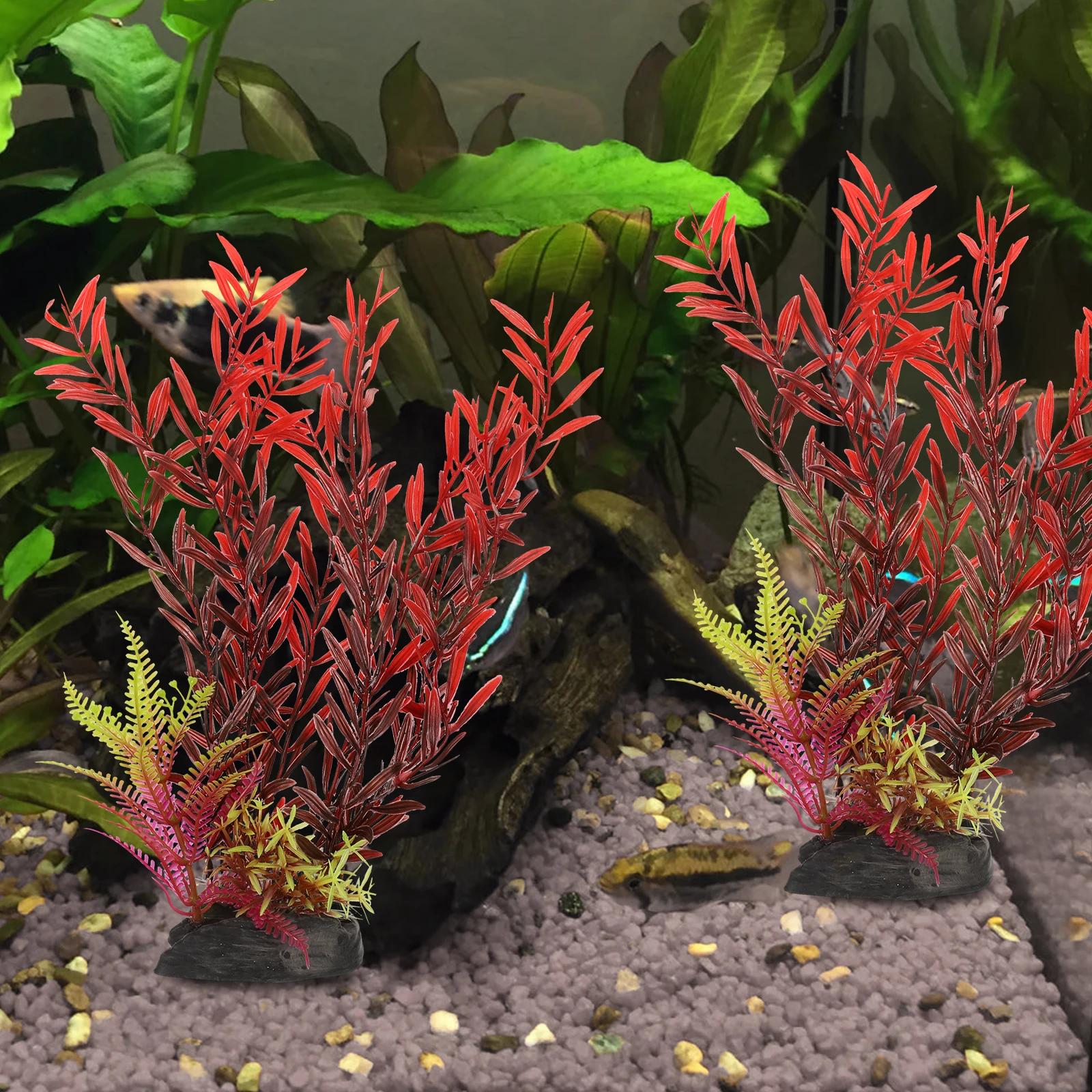 

2pcs Artificial Aquarium Plant Plastic Decorations for Fish Tank Lifelike Grass Fish Hiding Place Bright Colors Terrarium