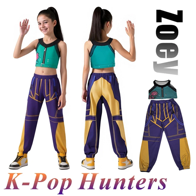 2025 الأطفال زوي ميرا رومي ثلاثية الأبعاد طباعة تأثيري حلي هالوين كرنفال K-Pop الصيادين فتاة مجموعة المعبود لعب الأدوار فستان الزي