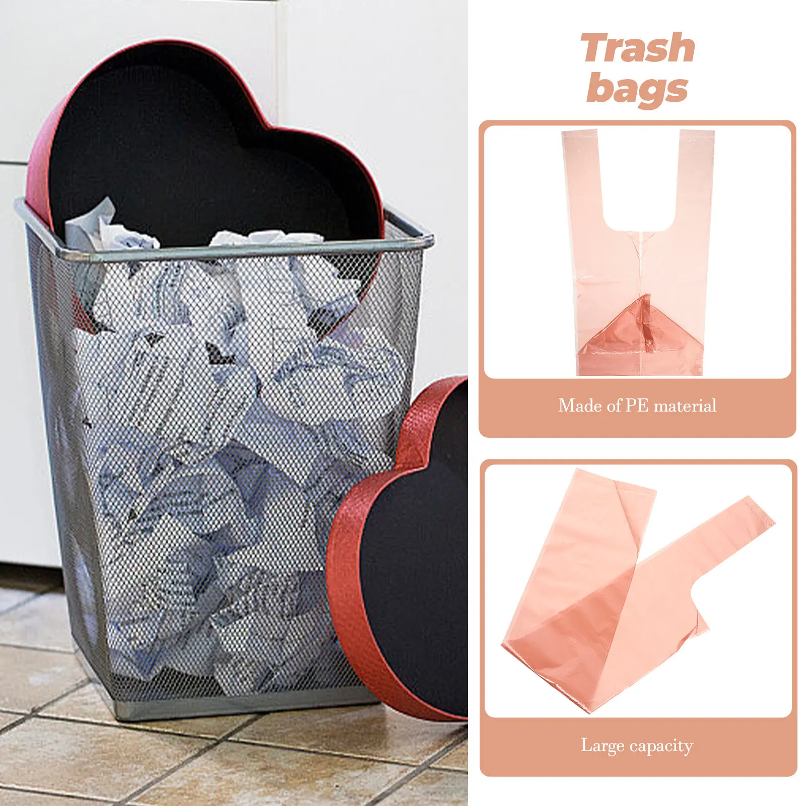 200Pcs Thickened Pe Trash Bags Extra Strong Leakproof Odorless Eco Friendly Heavy Duty Garbage Bags for Kitchen Office Car