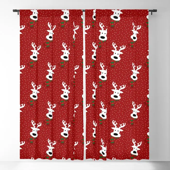 

Reindeer In A Snowy Day (red) Blackout Curtains 3D Print Window Curtains For Bedroom Living Room Decor Window Treatments