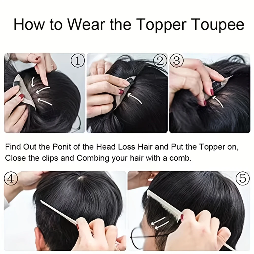 Men Hairpiece Stylish Men Wig Natural-looking Men's Synthetic Hair Wig for Spots Gray Hair Coverage Short Straight Hairpiece image 6