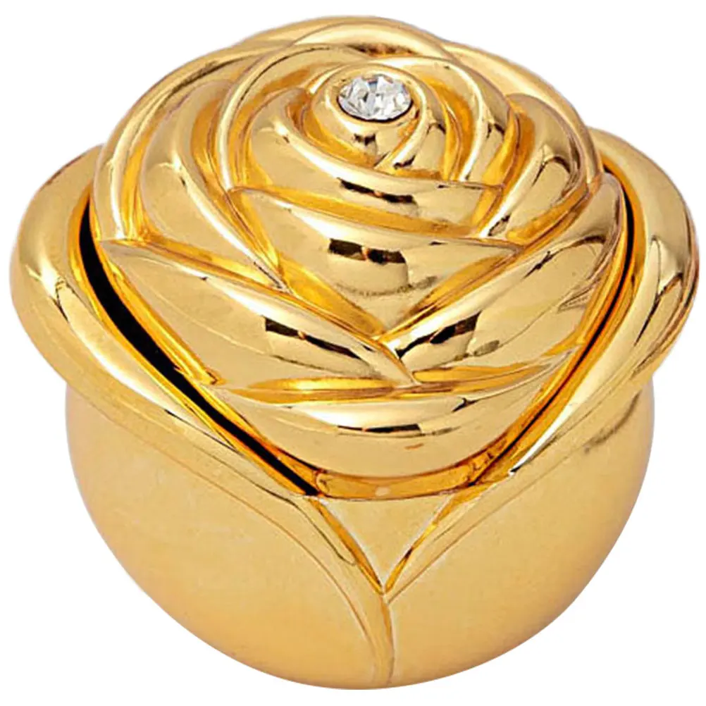 

Elegant Rose Bud Ring Box Compact Jewelry Display Case Zinc Alloy Knitting Wool for Wedding Engagement Ring Storage