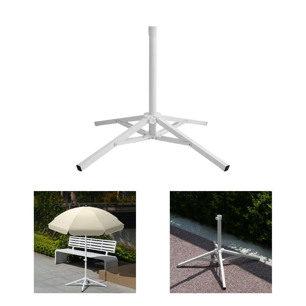 Heavy Duty Base Outdoor Umbrella Stand Sturdy Iron Construction Four-leg Structure For Sunny Days For Poles Up To 3.2cm