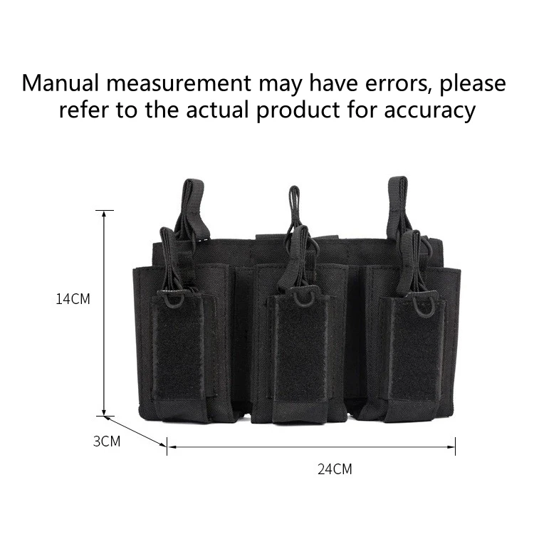 Hunting Edc three gun magazine bag Molle system accessory M4 M14 M16 AK AR GL universal magazine