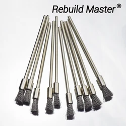 10Pc Stainless Steel Wire End Brush Pen Shape Bristle Scratch Brushes Extension Rod 1/8