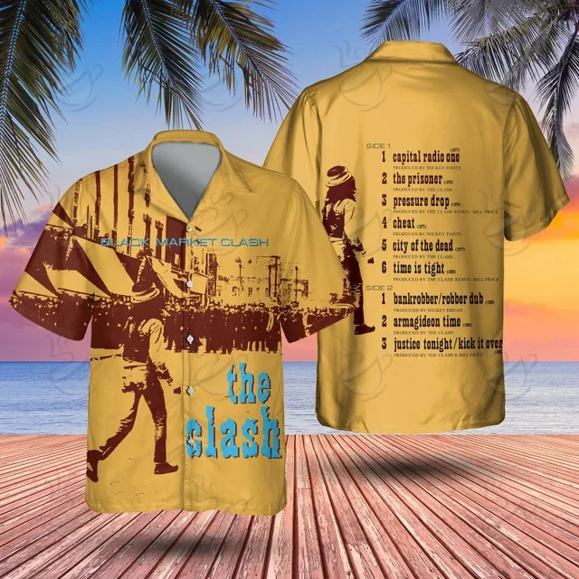 

New Classic The Clash Rock Shirts Male 3D Print Hawaiian Shirts Summer Men Women Hip Hop Trend Short Sleeve Blouse Beach Y2k Top