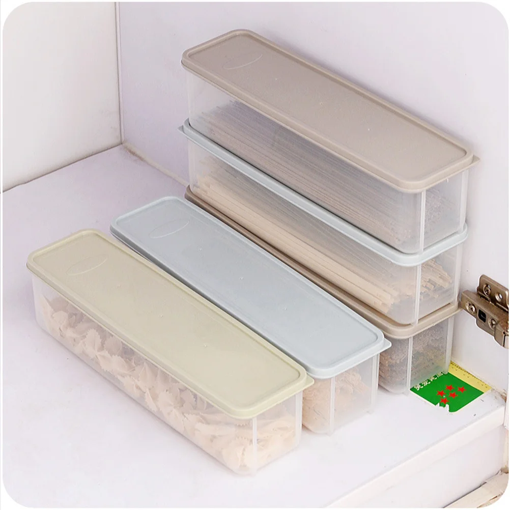 

2Pcs Noodle Freshness Storage Box Plastic Crisper Container with Lid for Kitchen Fridge Organization Dustproof