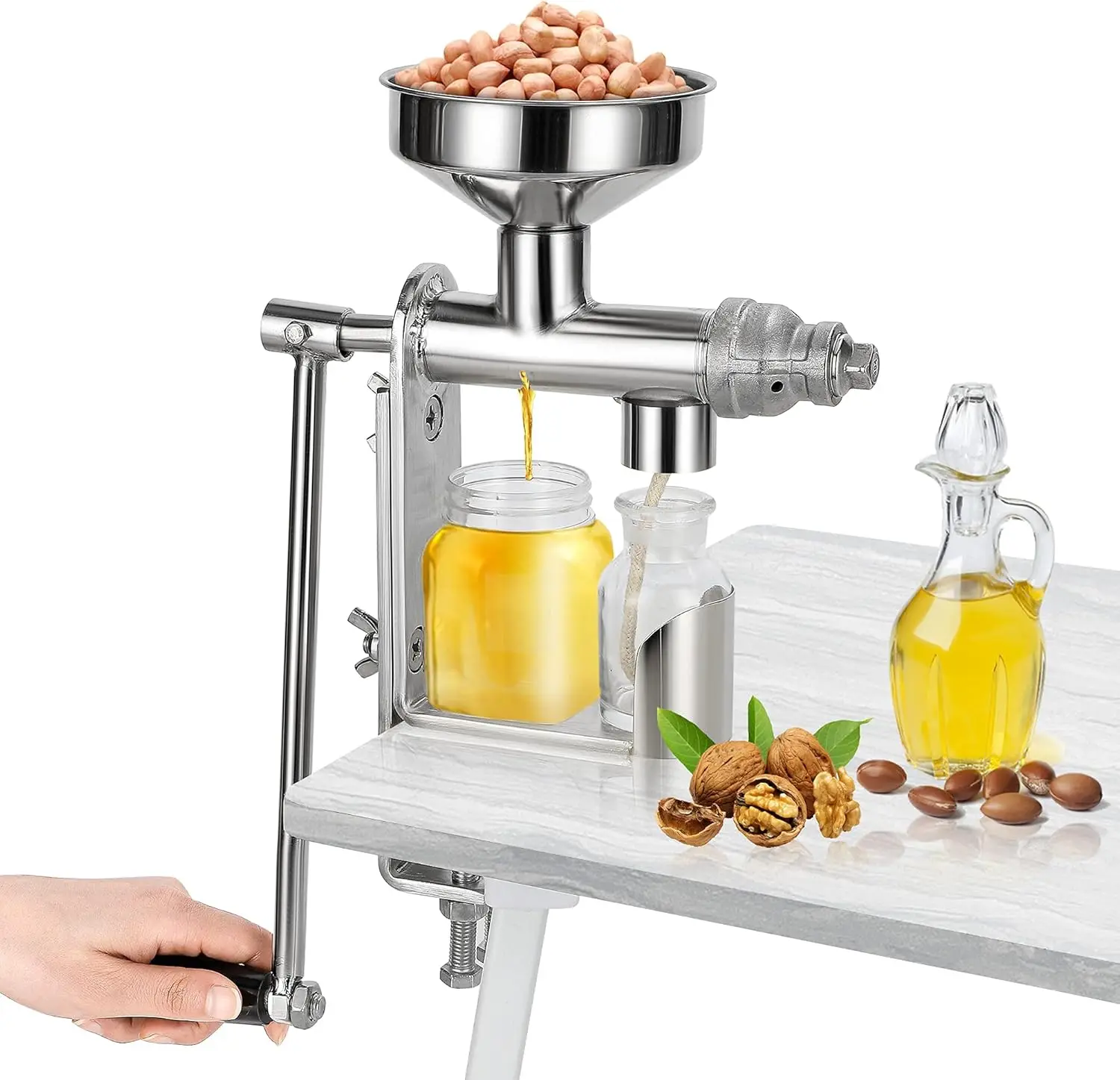 

Manual Oil Press Machine Household Seed Oil Press Extractor Peanut Nuts Oil Expeller for Physical Press and Continuous Expelling