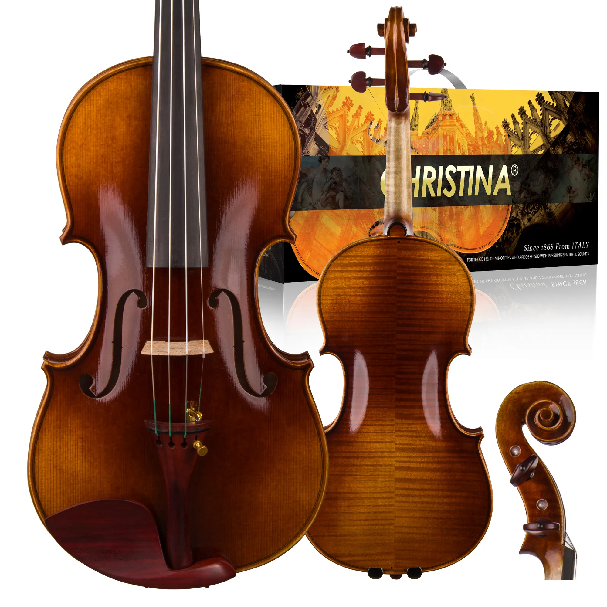 CHRISTINA Violin for Professional S600A Antique Style with Rosewood Fittings European Premium Spruce Two-piece Flame Maple Back