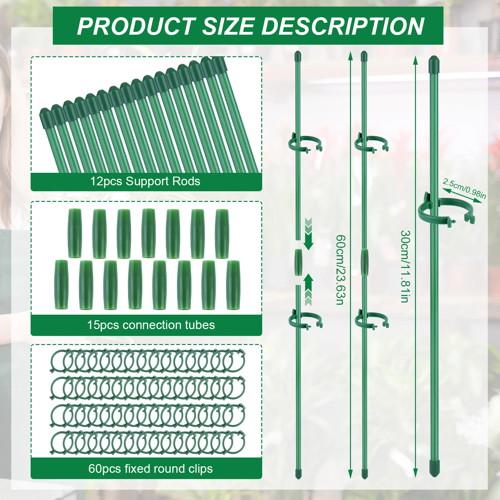 30 pezzi di supporto per piante regolabile, bastoncini per piante da interno, supporto per piante multifunzionali, pali di supporto per piante di orchidee, peonie