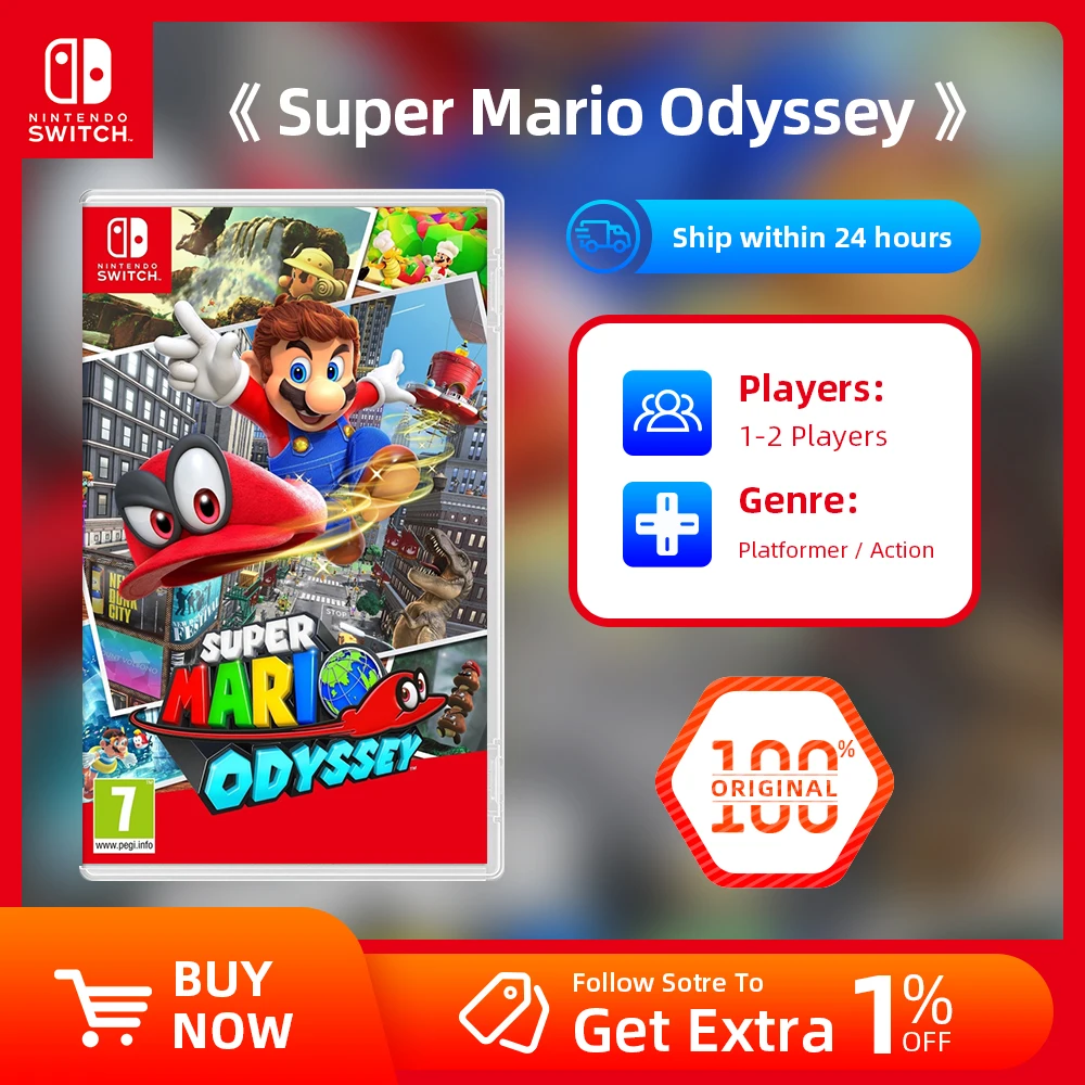 Nintendo Switch Game Super Mario Odyssey TV Tabletop Handheld Play Modes Genre Platformer Action for Switch OLED Lite Console