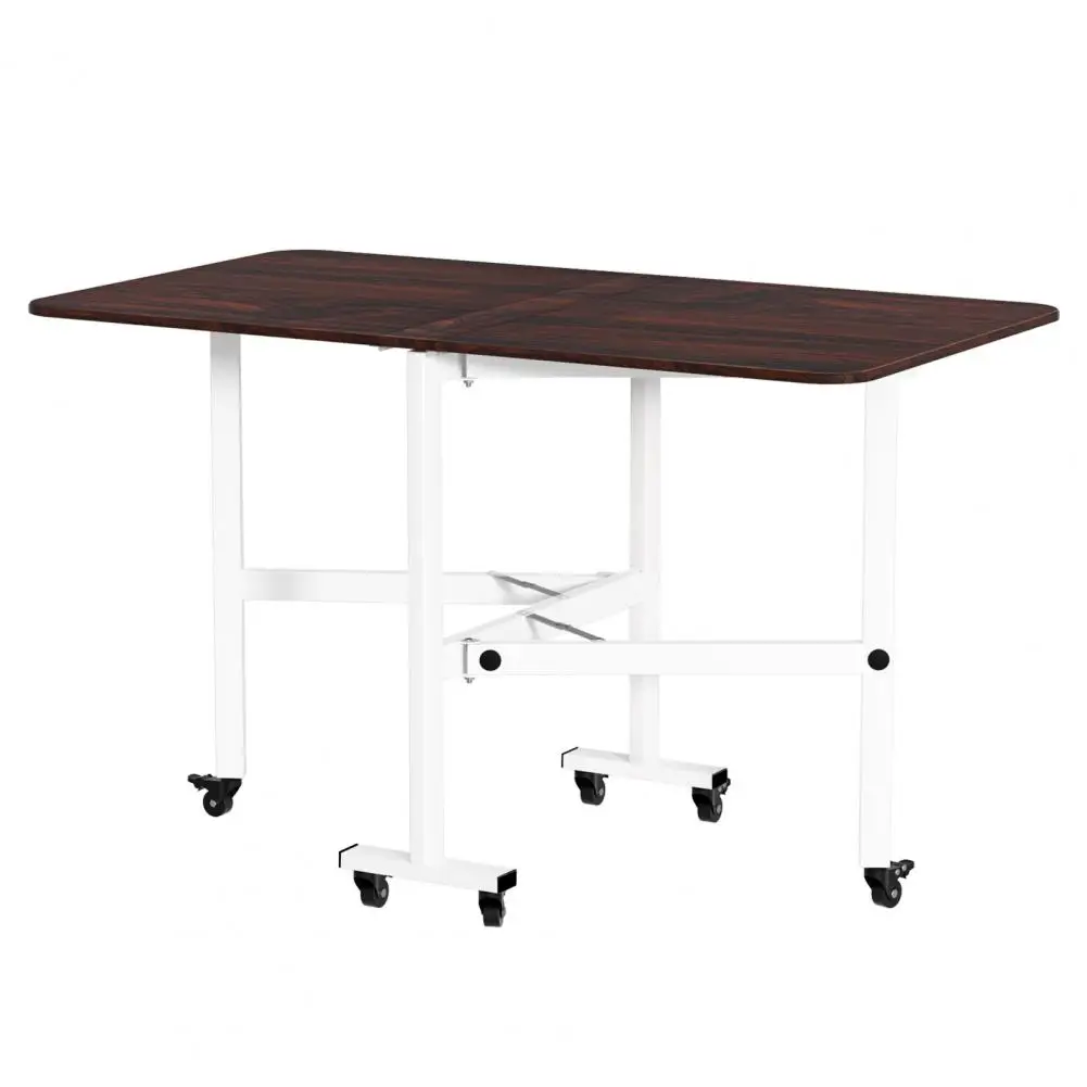 Folding Dining Table, Drop Leaf Dining Table,  Foldable Expandable Table, Solid Wooden Foldable Kitchen Table with 6 Wheels