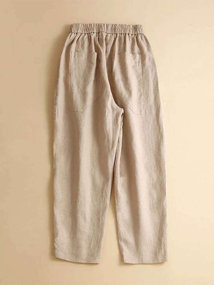 Pantaloni stile harem in lino e cotone giapponese Sle donna estate allentata dimagrante vintage casual nove punti pantaloni carota in lino a vita alta