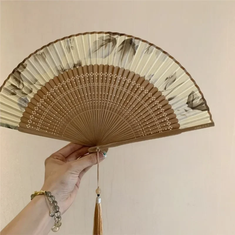 Chinese Style Silk Ink Wash Women's Handheld Fan Classical Folding Fan Qipao Hanfu Portable Photography Prop Decor Fan ZI679