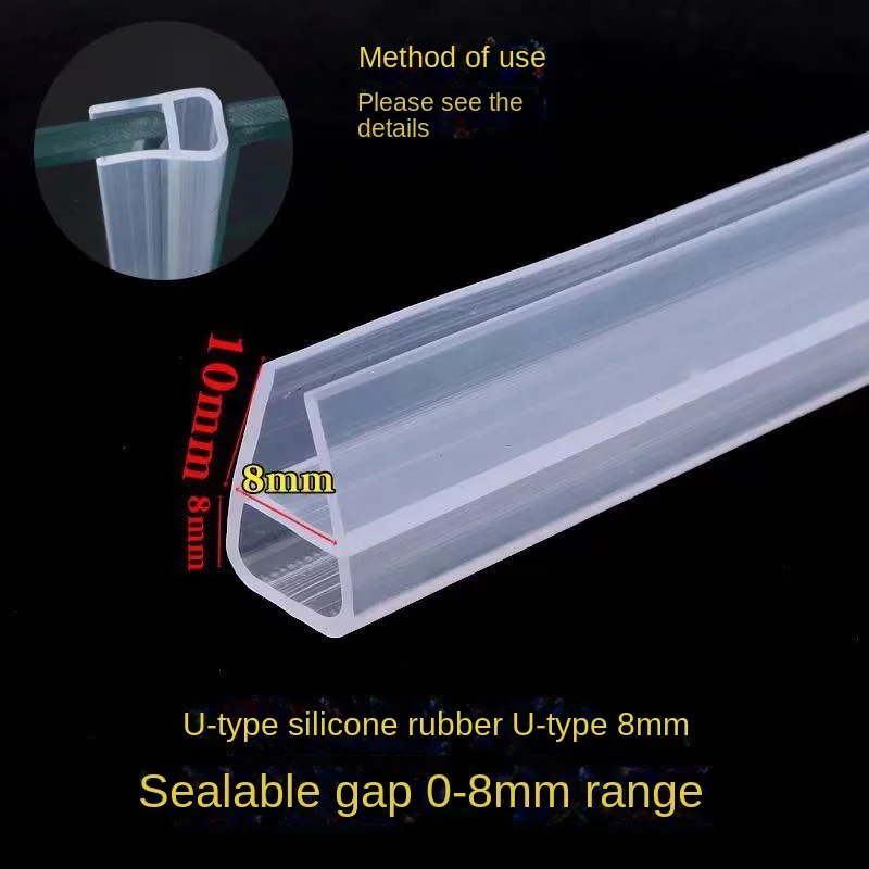 Glasdichtungsstreifen H/F/U-Form Silikon-Duschabschirmdichtung Schiebestreifen Gummi für 6–12 mm Tür, Fenster, Badezimmer, Glas, 2,5/5 m