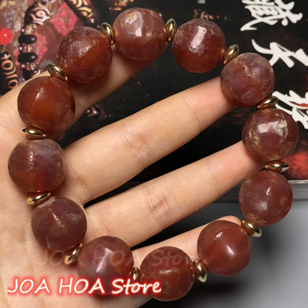 Natural Rare Red Agate Lantern Bracelet Jade Bodyguard Compass Divination Energy Stone Jade-Bangle Fine Jewelry