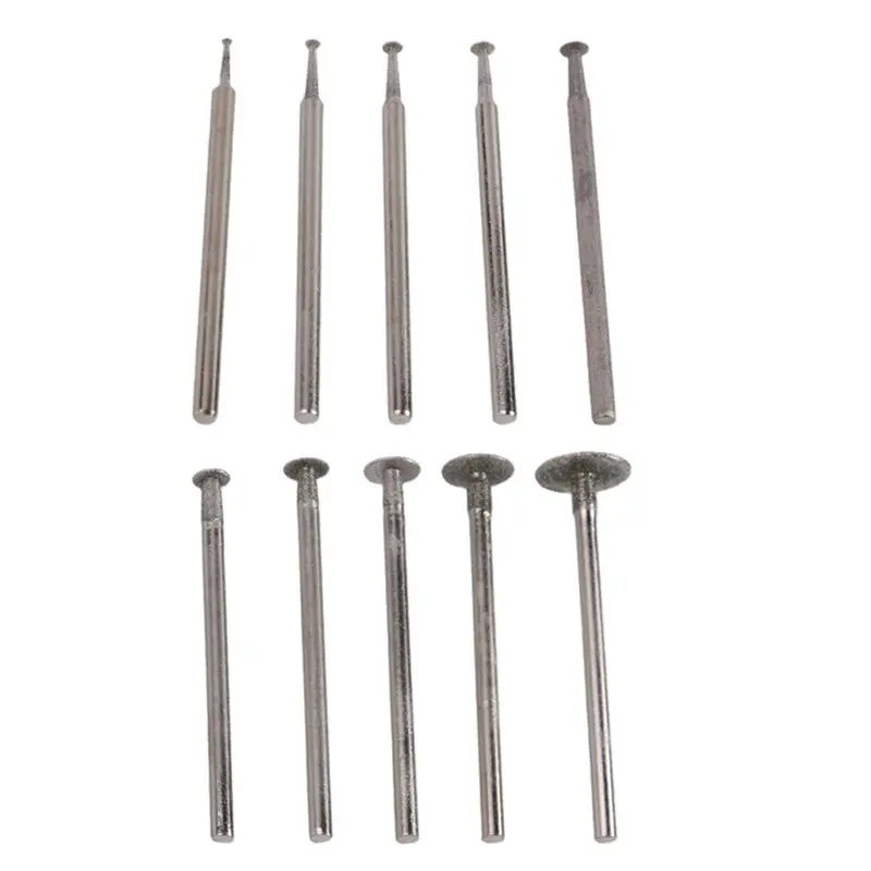 A84X-10Pcs T Shape Diamond Burr - 3/32Inch Shank Mini Channel Cutting Burs Diamond Mounted Stone Carving Bits